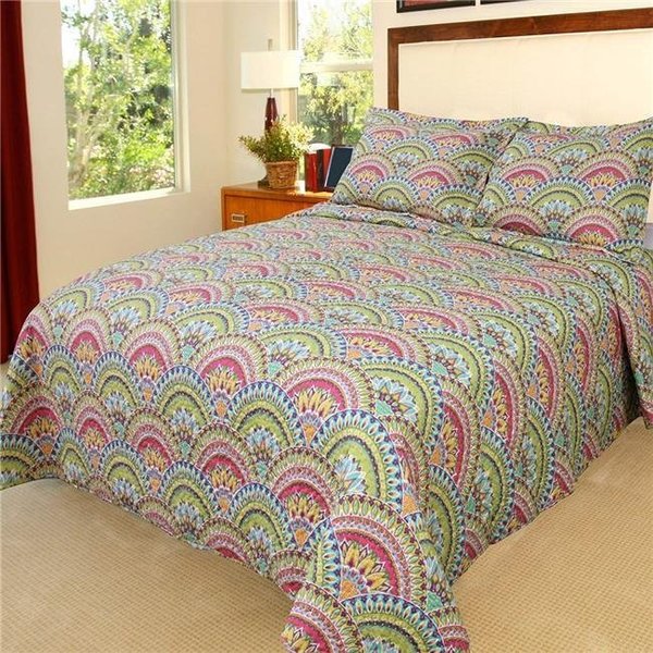 Bedford Home Bedford Home 66A-19707 Melanie Printed 3 Piece Quilt Set; King Size 66A-19707